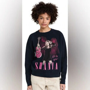 NWOT Daydreamer Shania Twain Leopard Guitar Sweatshirt in Black Onyx
